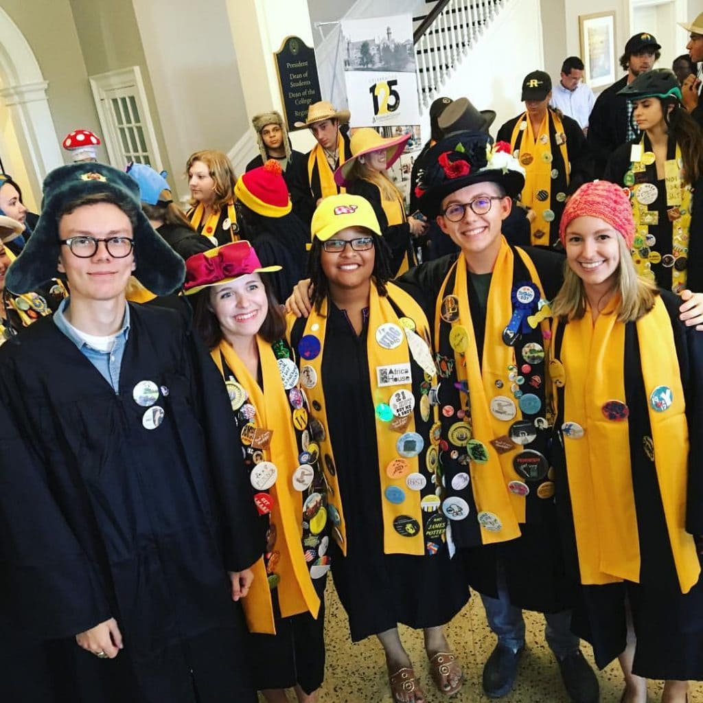 Seniors dress in robes and hats for convocation.