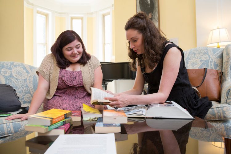 Marianne Virnelson '17 and theatre professor Stephanie Earl collaborate on their 2016 Summer Research project to compose music for some of Shakespeare's plays. Marianne Virnelson '17 and theatre professor Stephanie Earl collaborate on their 2016 Summer Research project to compose music for some of Shakespeare's plays.