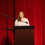 Anna Smith '18 delivers her presentation at the Student Undergraduate Research Forum.