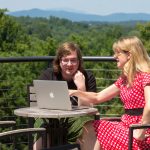 Shawn Simmons '16 (left) meets with Karin Warren, the Herzog Family Professor of Environmental Studies.