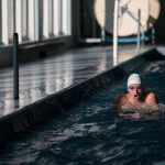 Oscar Onoszco '21 is one of a group of four friends who joined Randolph's new men's swimming team.