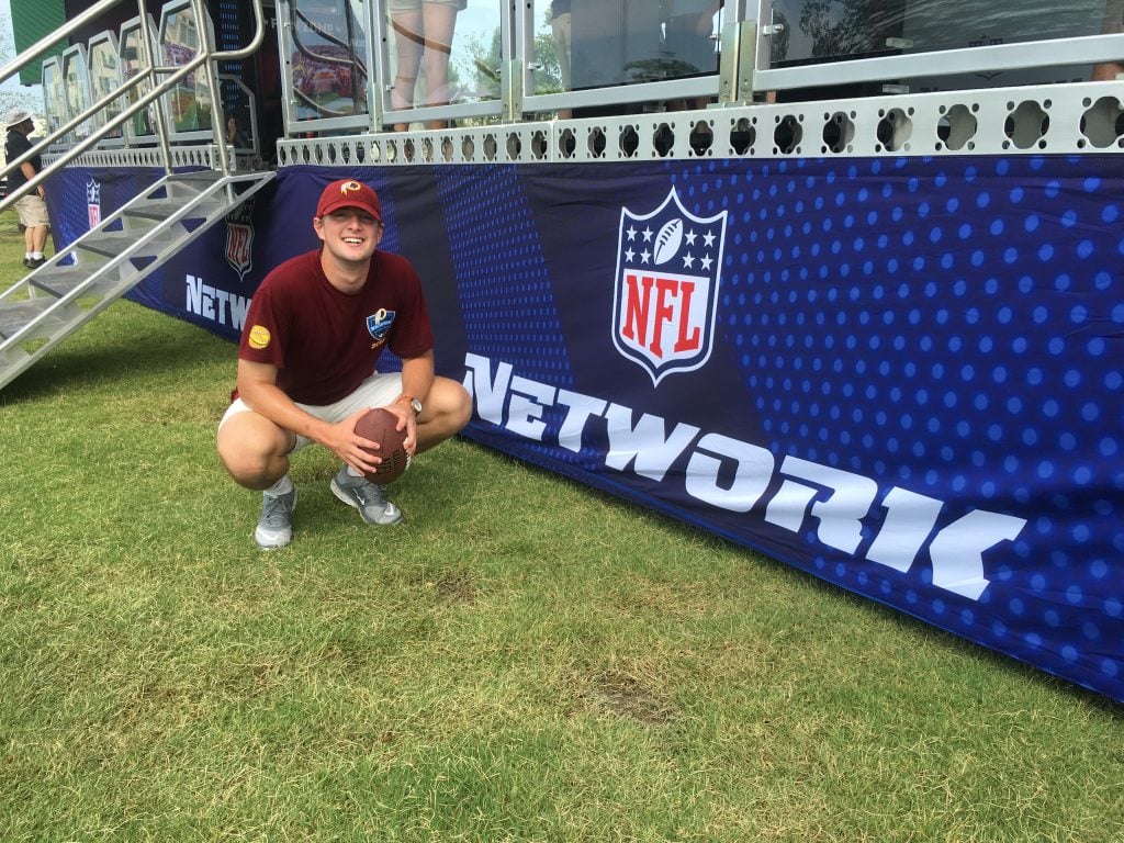 Mitch MacDonald '17 during Washington Redskins training camp in 2016.