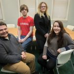 From left, Christian Ridenour ’18, Paul Hartman '18, Tristina Balsamo ’18, and Helen Macnamara '18 will represent Randolph College in the 2018 VFIC Ethics Bowl.