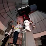 Students use the telescope in the Winfree Observatory during a recent Star Party.