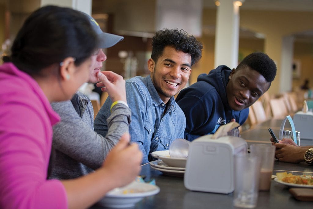 Barun Tamang ‘21 has lunch with friends in Cheatham Dining Hall