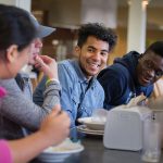 Barun Tamang ‘21 has lunch with friends in Cheatham Dining Hall