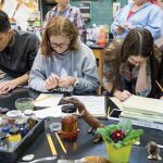 During a special workshop, Randolph students paint specimens from the College’s Natural History Collection using materials similar to those Sydney Parkinson used in the 1700s.