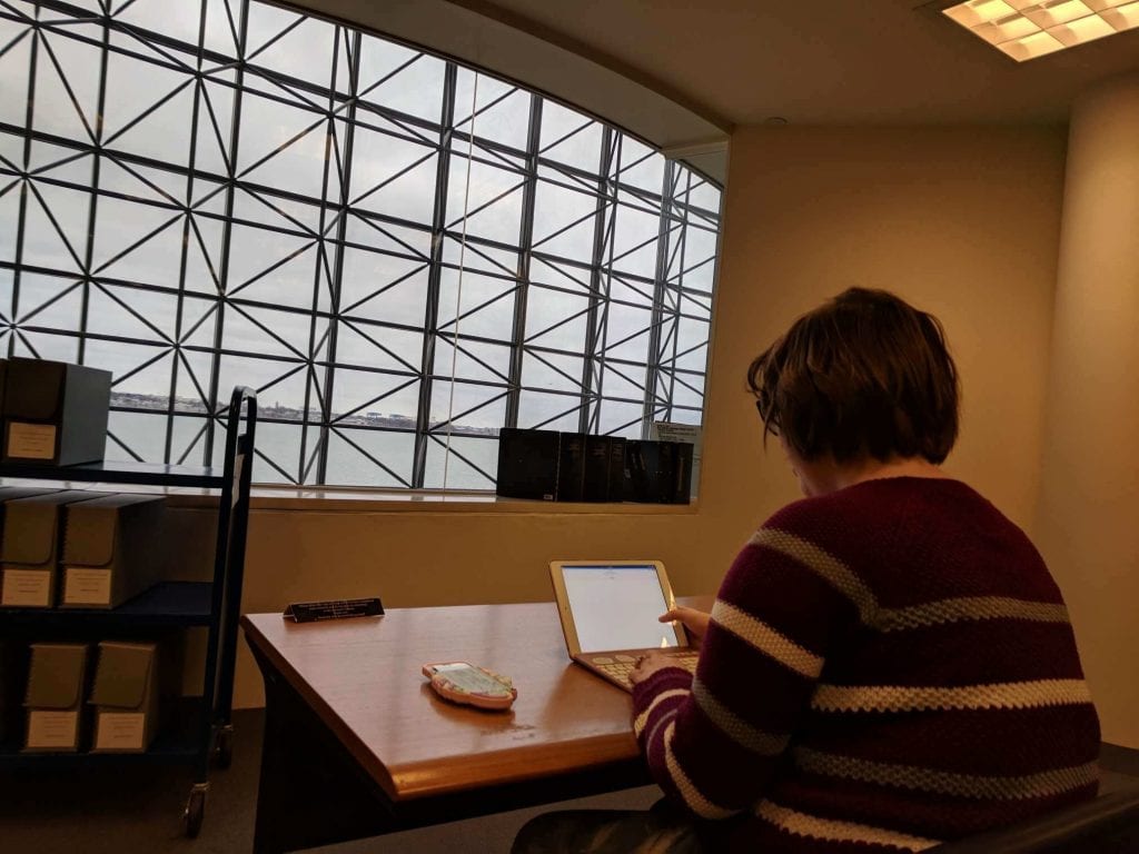 Alison Hyler '18 goes through the archives at the John F. Kennedy Presidential Library and Museum. Alison Hyler '18 goes through the archives at the John F. Kennedy Presidential Library and Museum.