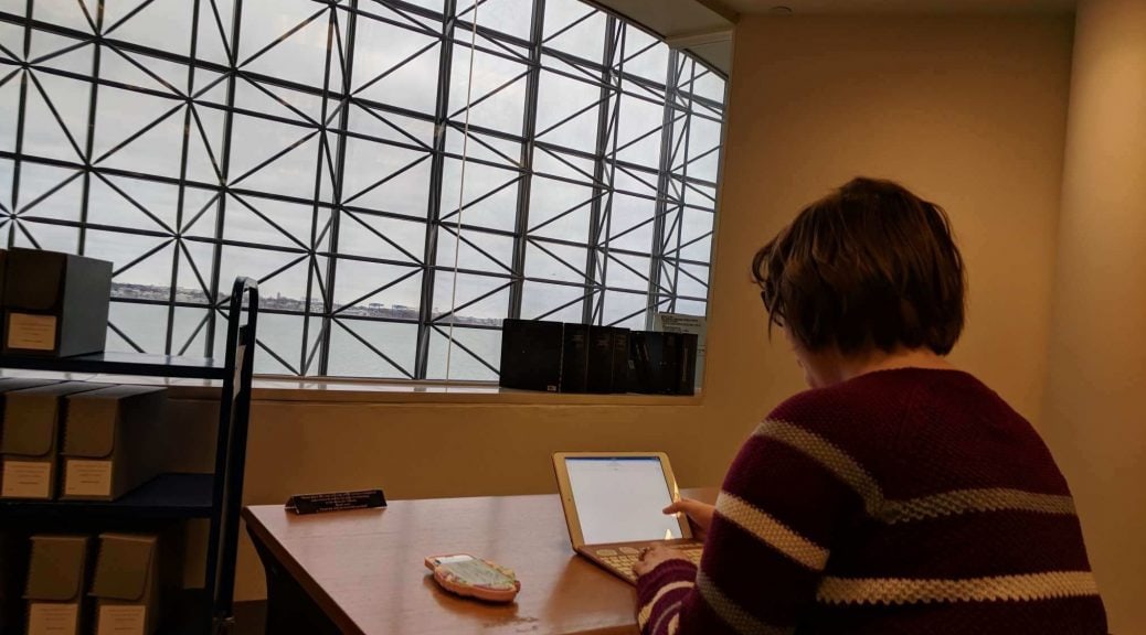 Alison Hyler '18 goes through the archives at the John F. Kennedy Presidential Library and Museum.