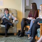 Sister Helen Prejean meets with students in the Chandler Student Lounge Tuesday afternoon