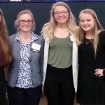 (from left) Veronica Lee '21, professor Jennifer Gauthier, Alex Wieczorek '19, and Hannah Overstreet '20