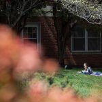 Studying outdoors on an 80-degree spring day