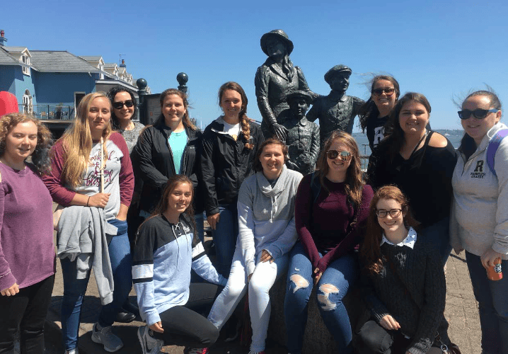 Randolph students at an emigration monument in Ireland