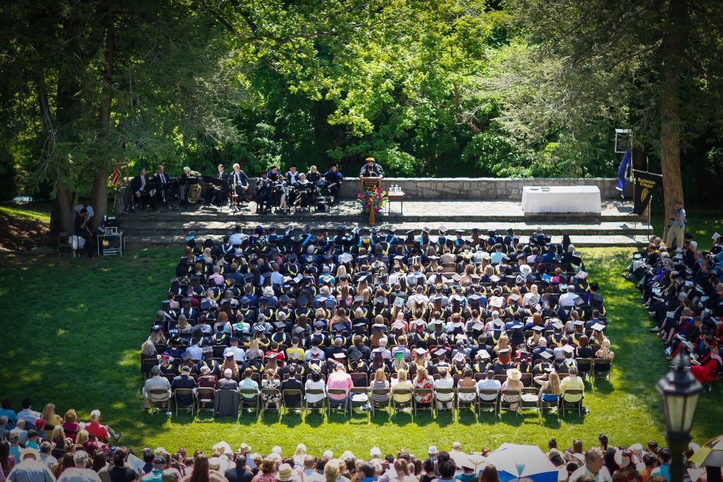 Looking down into the Dell, towards the stage