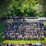 Looking down into the Dell, towards the stage