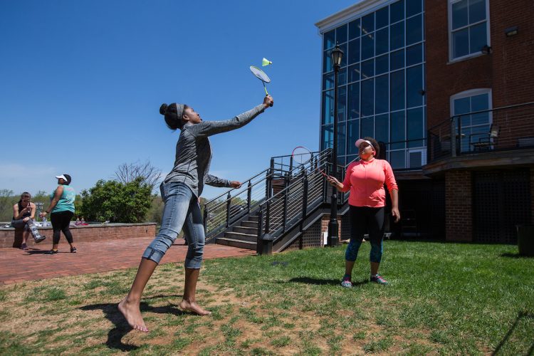 Taylor Samuels ’18 (left) and Stacey Samuels ’18 play badminton during Macon Activities Council's Outdoor Fest in April. Taylor Samuels ’18 (left) and Stacey Samuels ’18 play badminton during Macon Activities Council's Outdoor Fest in April.