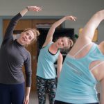 Katlyn Baskin Waldo ’06 leads a modern dance class as part of the visiting artist program this spring. Katlyn Baskin Waldo ’06 leads a modern dance class as part of the visiting artist program this spring.