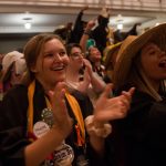Seniors applaud during the Convocation ceremony