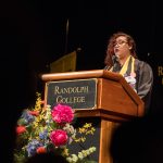 Student Government President Tori "Tea" Green speaks at Convocation