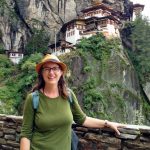 Professor Suzanne Bessenger in front of Tiger’s Nest Monastery in Paro, Bhutan