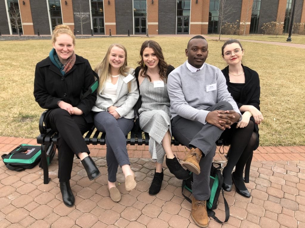 (L-R) Margaret Van Beek '19, Hannah Overstreet '20, Marian Small '22, Tywan Haskins '22, Chloe Brazzi '21