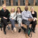 (L-R) Margaret Van Beek '19, Hannah Overstreet '20, Marian Small '22, Tywan Haskins '22, Chloe Brazzi '21