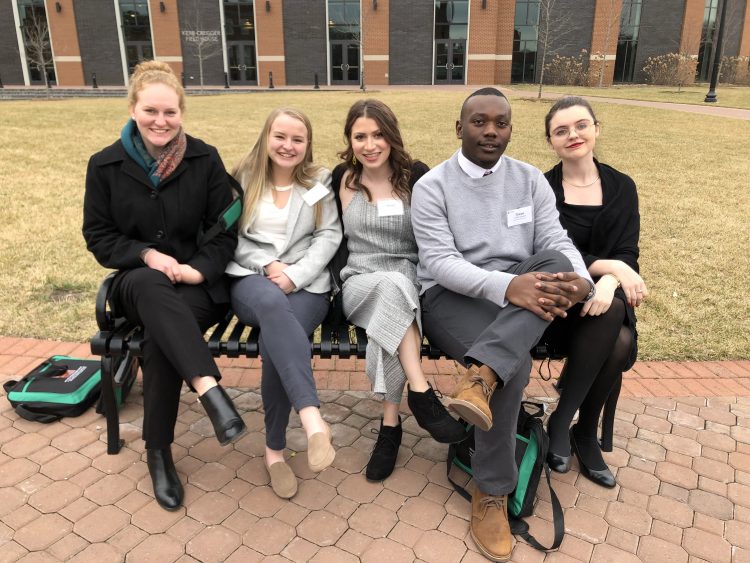 (L-R) Margaret Van Beek '19, Hannah Overstreet '20, Marian Small '22, Tywan Haskins '22, Chloe Brazzi '21 (L-R) Margaret Van Beek '19, Hannah Overstreet '20, Marian Small '22, Tywan Haskins '22, Chloe Brazzi '21