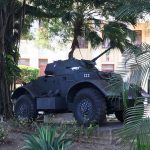 A military vehicle turned into a historical monument