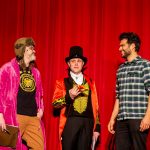 Professor Gary Dop (left), Dean Wes Fugate, and professor Daniel Cooper share an awkward moment on stage