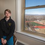 Kyle Wade in his room in Main Hall