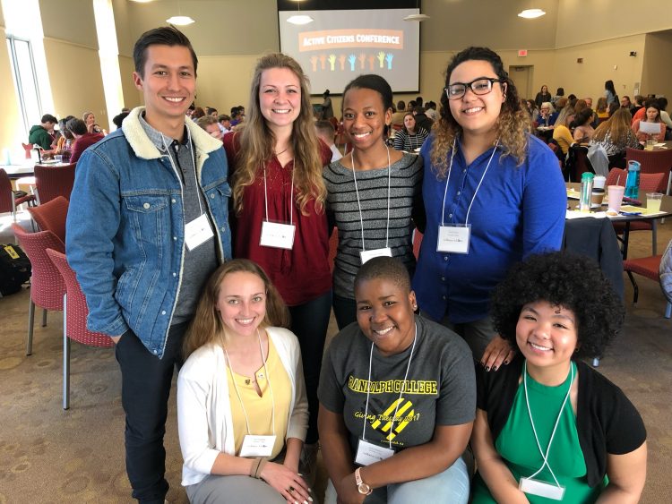 Front row, L-R: Leo Galopin '20, Jdody Misidor ’21, Nokomis Daniels ’21; back row: Allen Vaytser ’20, Maddy Owens ’20, Brittany Lundy ’19, and Tori “Tea” Green ’19 Front row, L-R: Leo Galopin '20, Jdody Misidor ’21, Nokomis Daniels ’21; back row: Allen Vaytser ’20, Maddy Owens ’20, Brittany Lundy ’19, and Tori “Tea” Green ’19