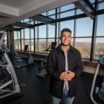 Gabe Krueger '20 in the aerobics room on the third floor of Main Hall