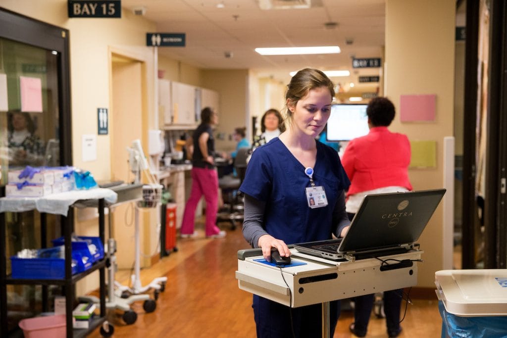 Sara Reed pictured at Centra Lynchburg General Hospital in 2017, where she worked as a medical scribe