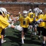 The WildCat men get ready for a lacrosse game versus Methodist