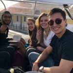 (From left) Avery Payne, Mackenzie Ambrose, Rebekah Griffith, and Allen Vaytser on a Tuk Tuk tour of Lisbon