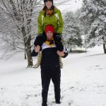 Aaron and Megan pictured on a snow day at Randolph