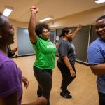 (L-R) Valarie Osei-Akyeampong, Jocelyn Watson, Janera Poindexter, and Sha-Ron Bass share a laugh during rehearsal