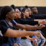 The team performs at a basketball game in fall 2018