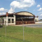 Exterior of Curtiss-Wright Hangar/Hunter-Gatherer Brewery in Columbia, S.C. (before)