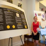 Taylor Craft presents the poster for her project, "Gender Discrepancies in Sport and Performance Psychology Career Placement after Graduate School Completion”