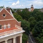 Aerial view of Smith Memorial Building and front campus