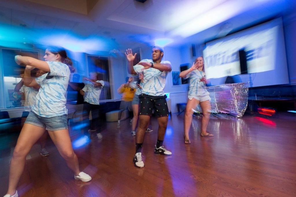 Students dance at MAC's dance party during WildCat Weekend in 2018