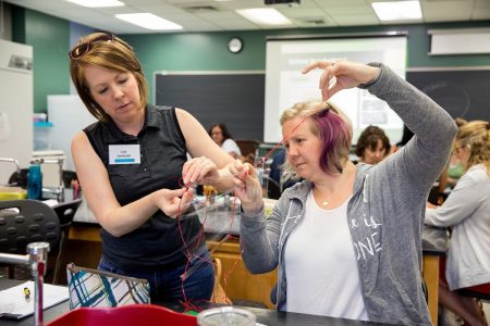 Area high school teachers participate in group activities at the Science Teaching Institute at Randolph in 2018