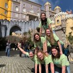 Students form a human pyramid in Sintra, Portugal