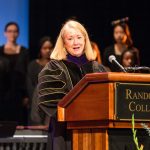 Cathy Havener Greer speaks at the 125th Anniversary Convocation in 2016.