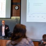 Eban Goodstein gives the lecture “How to Solve Climate by 2030” to Randolph environmental studies and science students and other members of the Randolph community.