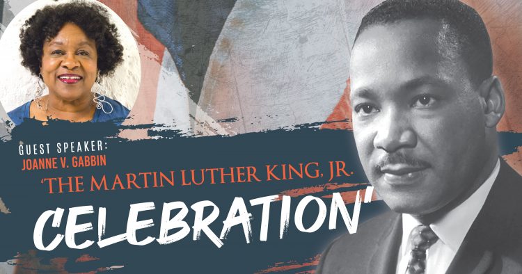 Graphic with image of Joanne V. Gabbin and Martin Luther King, Jr. 