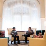 M.F.A. students and faculty hold one-on-one meetings during the residency