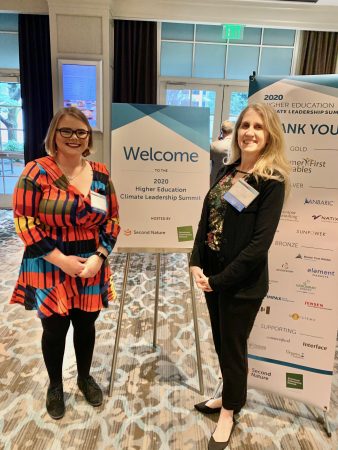 Professor Karin Warren and Sustainability Coordinator Allison Brooks at the Higher Education Climate Leadership Summit in Atlanta.