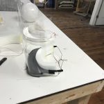 A completed face shield at Vector Space in Lynchburg.